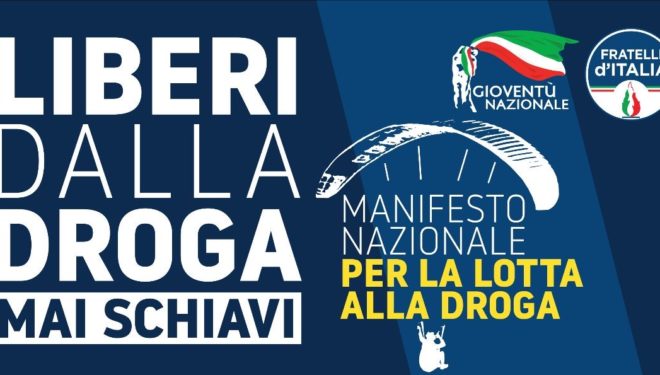 Gioventù Nazionale domenica mattina in piazza per dire NO alla droga