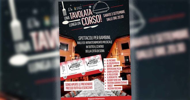 Sora, “Una tavolata lunga un Corso”: mercoledì la presentazione del grande evento gastronomico