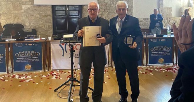 Michele Conetta “Maestro del commercio”: per i suoi 50 anni di attività, la prestigiosa “Aquila di Diamante”