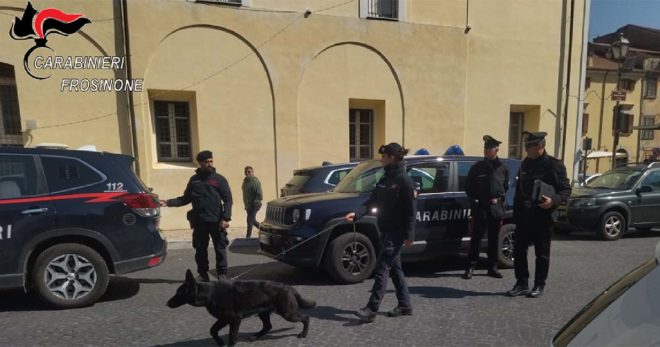 Sora: controlli antidroga dei Carabinieri nel centro storico. Sul posto anche il nucleo ciofilo di Roma
