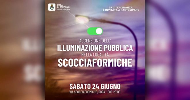 Sora: sabato sera storica accensione dell’illuminazione pubblica in via Scocciaformiche
