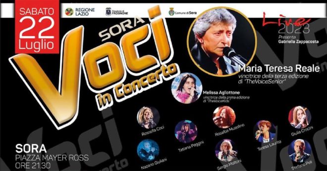 “Sora Voci in concerto”: questa sera tutti in piazza Mayer Ross con Maria Teresa Reale “& Friends”