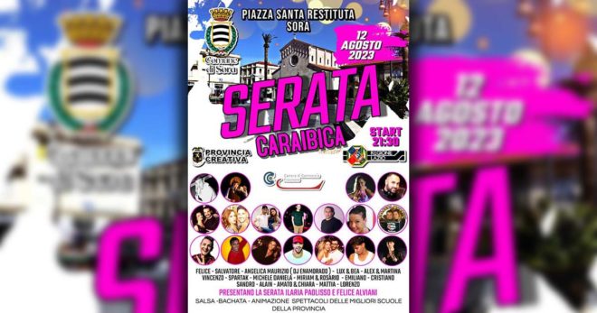 Sabato 12 agosto: “Cuba a Sora”. Serata caraibica in piazza S. Restituta