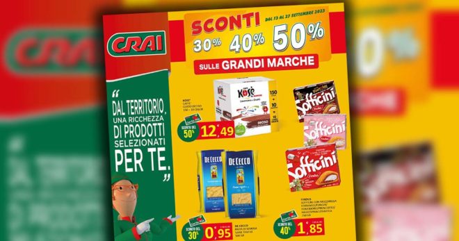CRAI: sconti del 30%, 40% e 50% sulle grandi marche