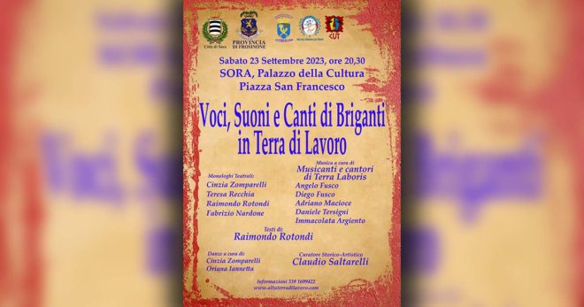 Sora: “Voci, Suoni e Canti di Briganti in Terra di Lavoro”