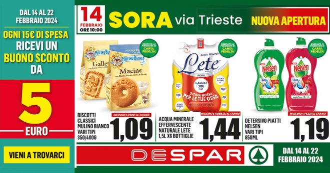 DESPAR: a Sora in via Trieste. Nuova apertura Mercoledì 14 febbraio