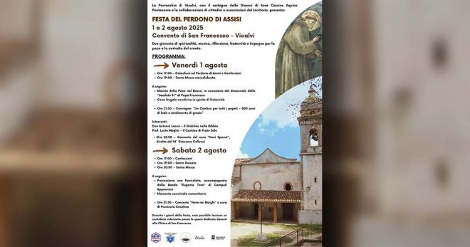 Convento di Vicalvi, due giorni nel segno del Perdono: fede, pace e comunità