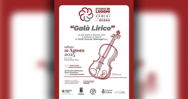 Sora: il 30 agosto Galà lirico la Nova Amadeus Orchestra e due voci dal Teatro dell’Opera di Roma