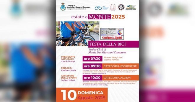 Monte San Giovanni Campano, torna la “Festa della bici” con il Gran Premio di ciclismo