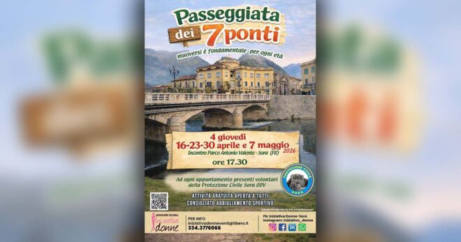Sora: al via le Passeggiate dei 7 ponti. Primo appuntamento giovedì 16 aprile