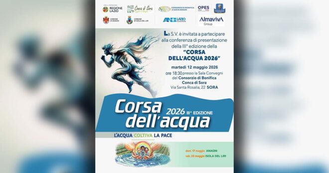 Sora: il 12 maggio presentazione della “Corsa dell’acqua 2026”