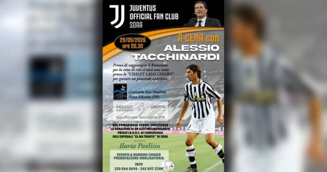 Sora, Alessio Tacchinardi ospite dello Juventus Official Fan Club: donato un elettrocardiografo al SS. Trinità