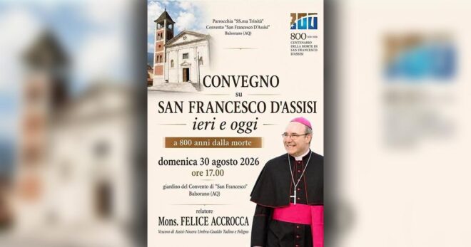 Balsorano, oggi un incontro su San Francesco a 800 anni dalla morte: al convento interviene Felice Accrocca