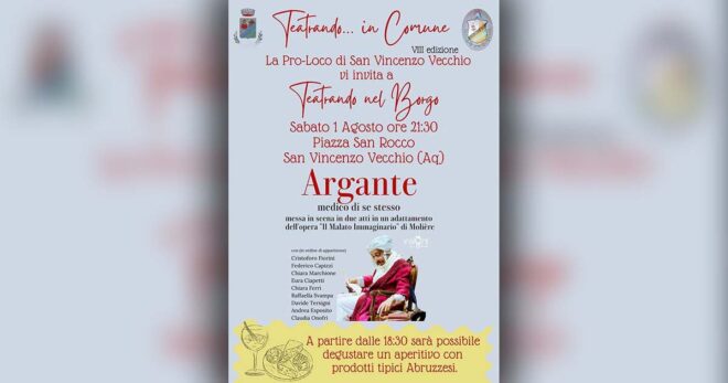 San Vincenzo Valle Roveto, al via “Teatrando in Comune”: quattro serate di spettacoli tra le frazioni