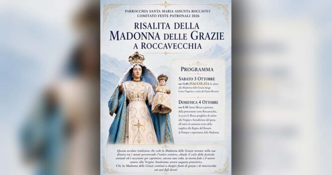 Roccavivi, Madonna delle Grazie: il 3 ottobre la fiaccolata e il 4 la risalita al santuario di Roccavecchia