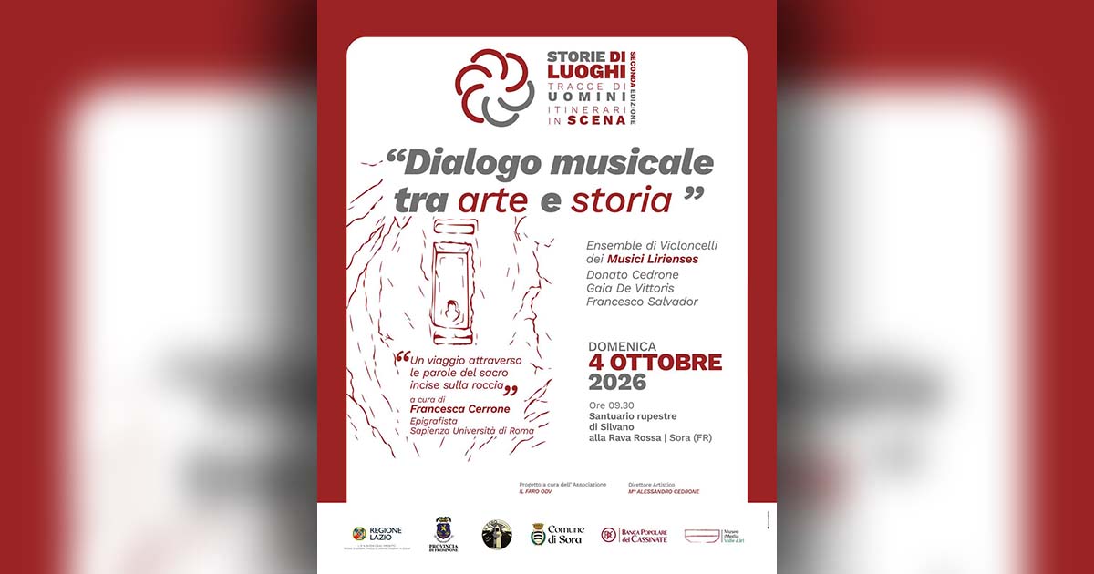 Sora, arte, storia e musica alla Rava Rossa: ultimo appuntamento di “Itinerari in scena”