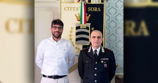 Sora, il sindaco Di Stefano accoglie il nuovo comandante dei Carabinieri, Giuseppe Salvatore Murè