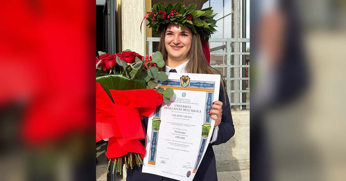 Sora: Giulia Galante si laurea in Fisioterapia con 110 e lode all’Università dell’Aquila. Congratulazioni!