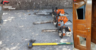 Tre motoseghe e un’ascia per sfondare la porta di casa: 32enne fuori controllo arrestato dai Carabinieri