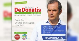 ELEZIONI SORA 2021 – Roberto De Donatis oggi a Carnello: «Un’idea di sviluppo condiviso»