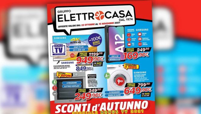 Gruppo Elettrocasa: “Sconti d’Autunno – Speciale Bonus TV 2021”. Il nuovo volantino