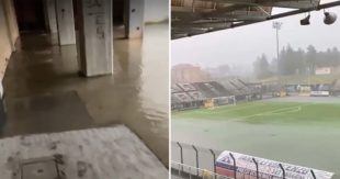 Stadio Tomei allagato e chiuso, ragazzi bloccati in tribuna: mamma ringrazia poliziotto per il pronto intervento