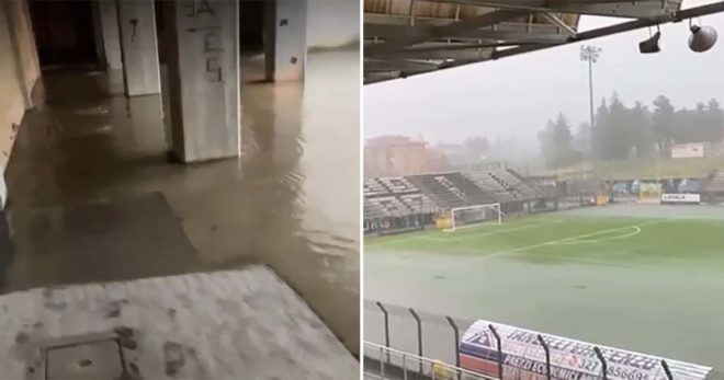 Stadio Tomei allagato e chiuso, ragazzi bloccati in tribuna: mamma ringrazia poliziotto per il pronto intervento