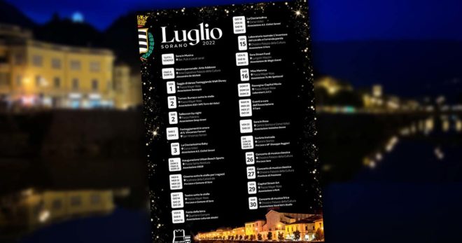 Luglio Sorano 2022: tutti gli eventi in programma a Sora durante il mese