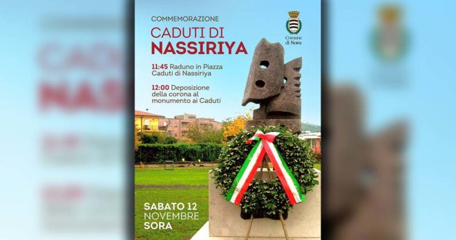 Sora: Sabato 12 la Commemorazione dei Caduti di Nassiriya