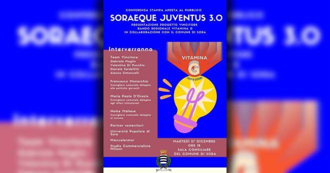 “Soraeque Juventus 3.0” vince il bando regionale “Vitamina G”