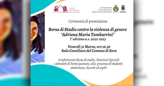 Sora: Borsa di Studio “Adriana Tamburrini”, venerdì in Sala Consiliare la premiazione