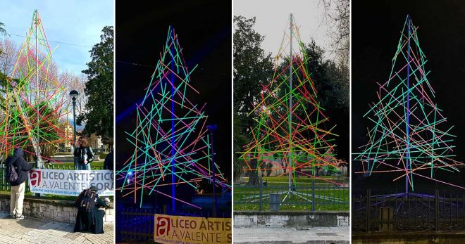 Sora: nella villa comunale l’albero di Natale realizzato dagli allievi del “Valente”