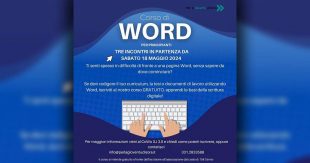 Dal 18 maggio un corso introduttivo di Word per principianti a cura dell’APS “Per la Gioventù di Sora”