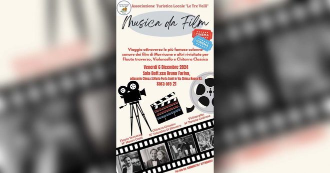 “Musica da Film”: l’Ass. “Le Tre Valli” porta la magia delle colonne sonore nelle periferie di Sora