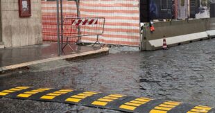 Sora, installati dossi temporanei in piazza Palestro per la sicurezza durante i lavori